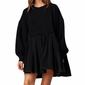 Long Sleeve Black Sweatshirt Dress